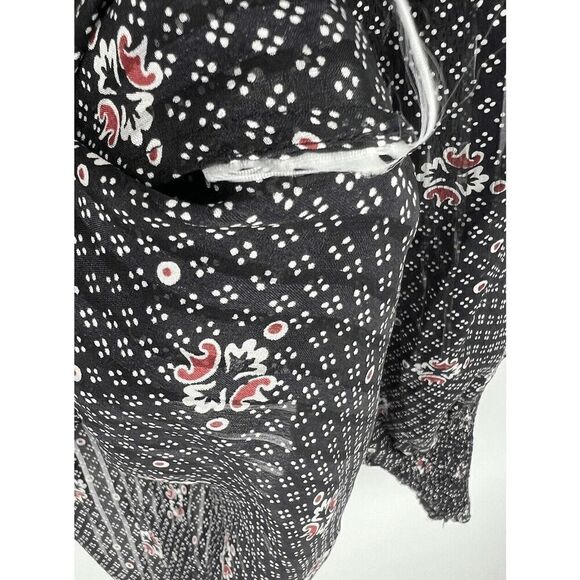 Veronica Beard Maree Size 6 Black Floral Silk Blouse Smocked Bishop Sleeve - Picture 3 of 4